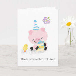 Carte Ferme Amis Jouer Cochon Heureux voeux d'anniversai