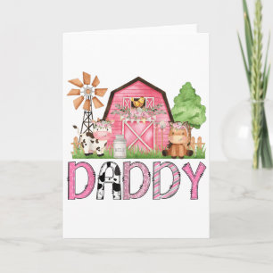 Carte Ferme d'animaux rose pour papa Anniversaire Enfant