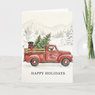 Carte Ferme d'arbres de Noël frais de Pugs de Noël