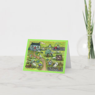 CARTE FERME DE DINDON, ACTION DE GRÂCES RURALE HUMORISTI