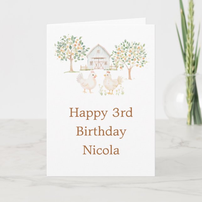 Carte Ferme de poules mignonnes Fête d'anniversaire de g (Devant)
