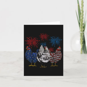 Carte Ferme de poulets rouge blanc bleu patriotique 4 ju