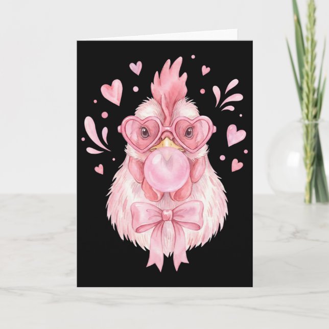 Carte Ferme de poulets Saint-Valentin Cupidon Coquette A (Devant)