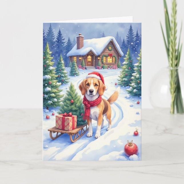 Carte Ferme de sapins de Noël de Beagle Vacances Hiver C (Devant)