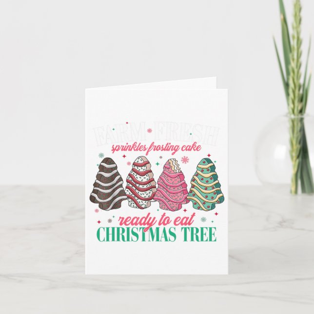 Carte Ferme Fraîche Arbre de Noël Fruits de Noël Gâteau  (Devant)