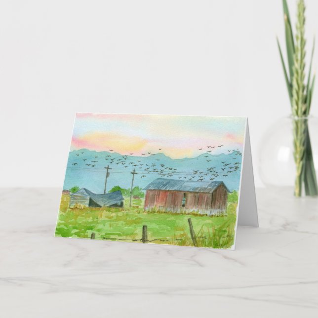 Carte Ferme Joyeux anniversaire Red Barn Sunrise (Devant)