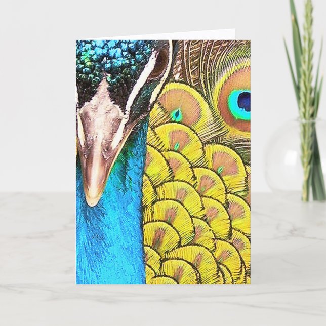 Carte Fermer Peacock couleurs Anniversaire (Devant)