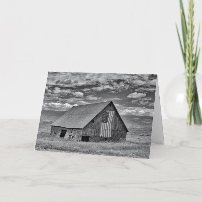 Carte Fermes | BW American Flag Barn Scene (Devant)