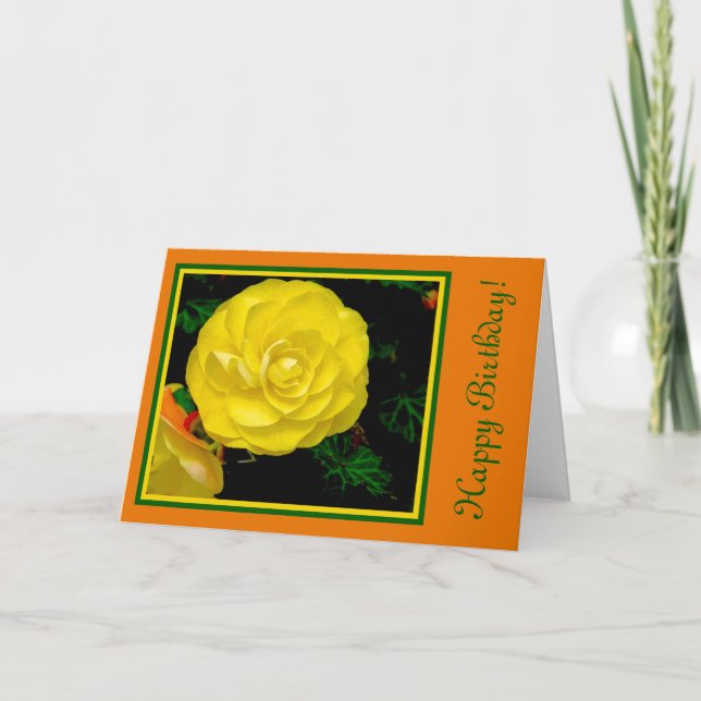 CARTE FERMETURE DE LA ROSE JAUNE/ANNIVERSAIRE HEUREUX/PE (Devant)