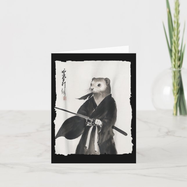 Carte Ferret Samurai Janpanese Vintage Warrier Art Anime (Devant)