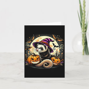 Carte Ferret Witch Halloween - Citrouille Éffrayant chau