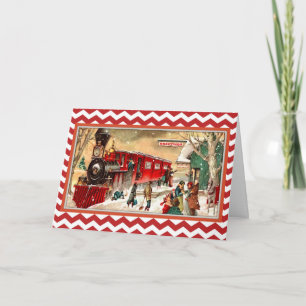 Carte ferroviaire vintage Red Christmas