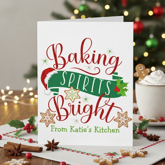 Carte Festif Baking Spirits Bright Custom Christmas (Festive Baking Spirits Bright Custom Christmas Card)