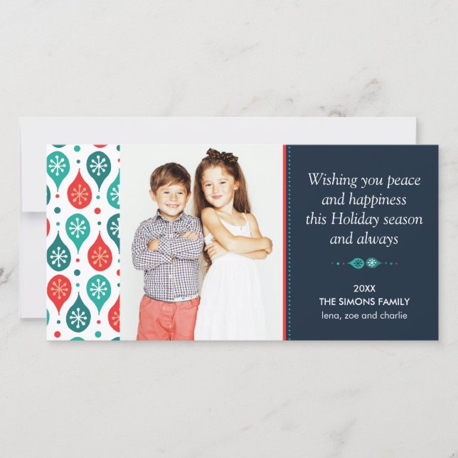 Carte Festif Scandinave Art populaire photo de vacances (Devant)