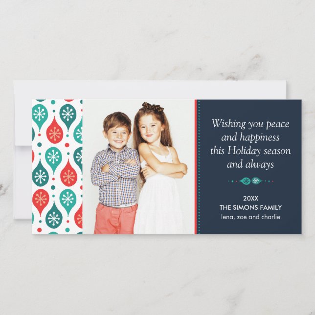 Carte Festif Scandinave Art populaire photo de vacances (Devant)