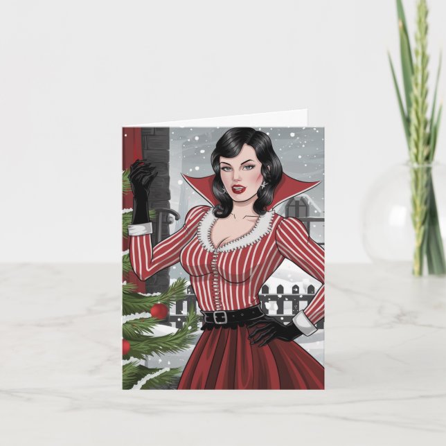 Carte Festif Vampire Lady Noël (Devant)