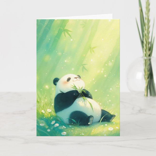 Carte Festin de bambou avec un panda joyeux (Devant)