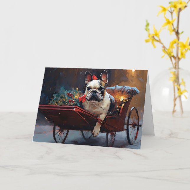 Carte Festin de Noël de Bulldog en France (Fleur jaune)
