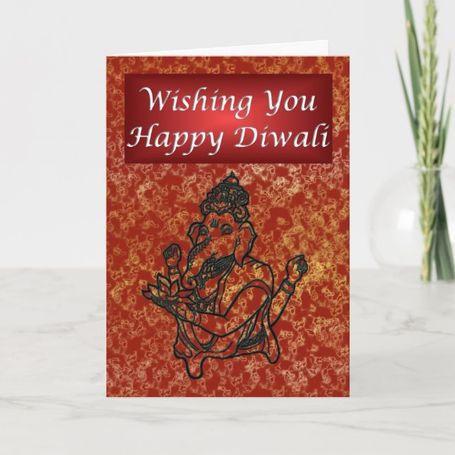 Carte Festival indien de lumière de Diwali avec Ganesha (Devant)