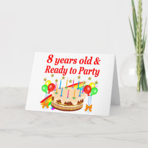 CARTE FESTIVE 8 ANS ET PRÊT À LA FÊTE CAKE D'ANNIVERSAIR
