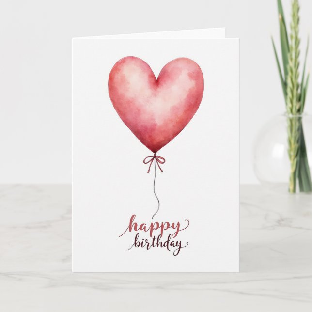 Carte festive à cœur en aquarelle (Devant)