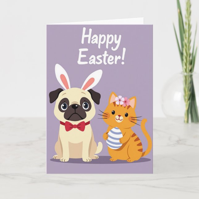 Carte Festive Animal Friends Easter Card (Devant)