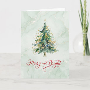 Carte festive aquarelle verte menthe Joyeux Noel