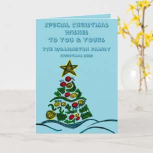 Carte Festive Arbre Arbre Famille Photo Noël Plier