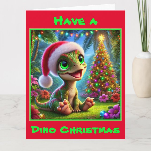 Carte Festive Baby Dinosaur Noël (Devant)