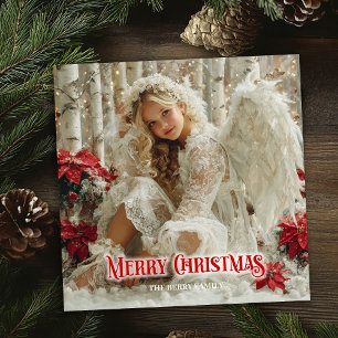 Carte festive d'ange victorien fantaisiste rouge e
