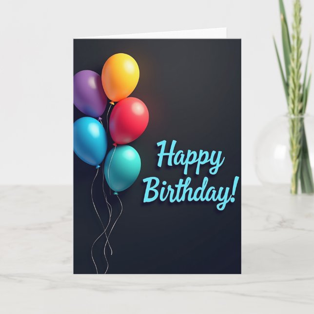 Carte festive d'anniversaire avec ballons vibrants (Devant)