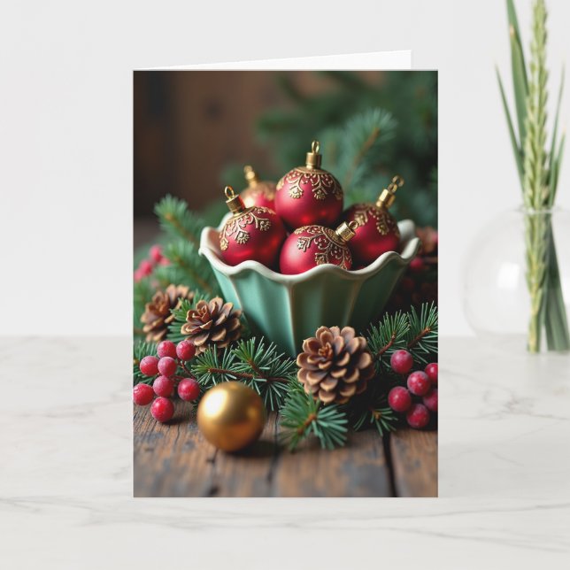 Carte festive de bol sarcelle (Devant)