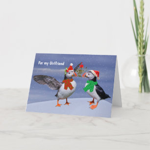 Carte festive de macareux pour PETITE AMIE