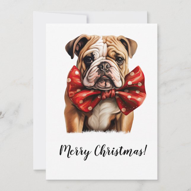 Carte Festive de Noël de Bulldog anglais (Devant)