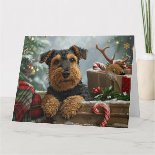 Carte Festive de Noël de Chien Airedale