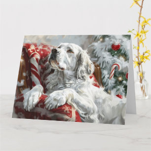 Carte Festive de Noël de Chien Setter anglais