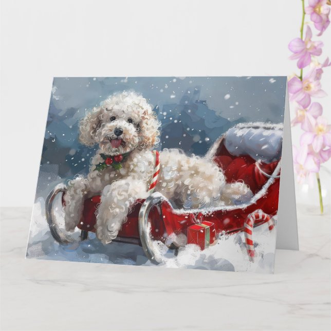 Carte Festive de Noël du chien de caniche (Orchidée)