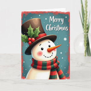 Carte festive de personnage de neige