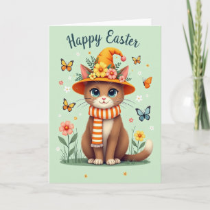 Carte festive de saison printanière Féline