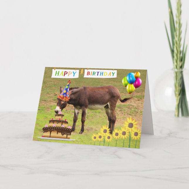 Carte Festive Donkey Funny Anniversaire (Devant)