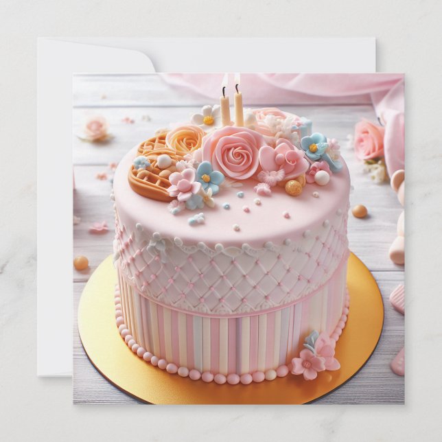CARTE FESTIVE & FEMININE ROSE FLORALE ANNIVERSAIRE (Devant)