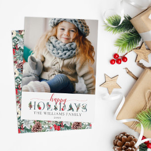 Carte Festive Foliage Joyeuses Vacances Florales Salutat