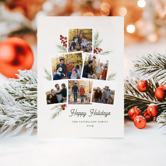 Carte Festive Foliage Photo Arbre Cadre Plat Holid (Créateur téléchargé)