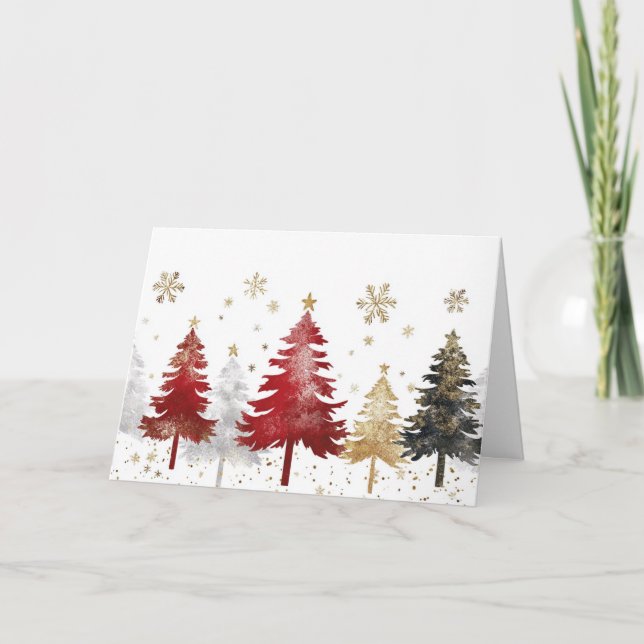 Carte Festive Gold Foil et Red Christmas Scene (Devant)