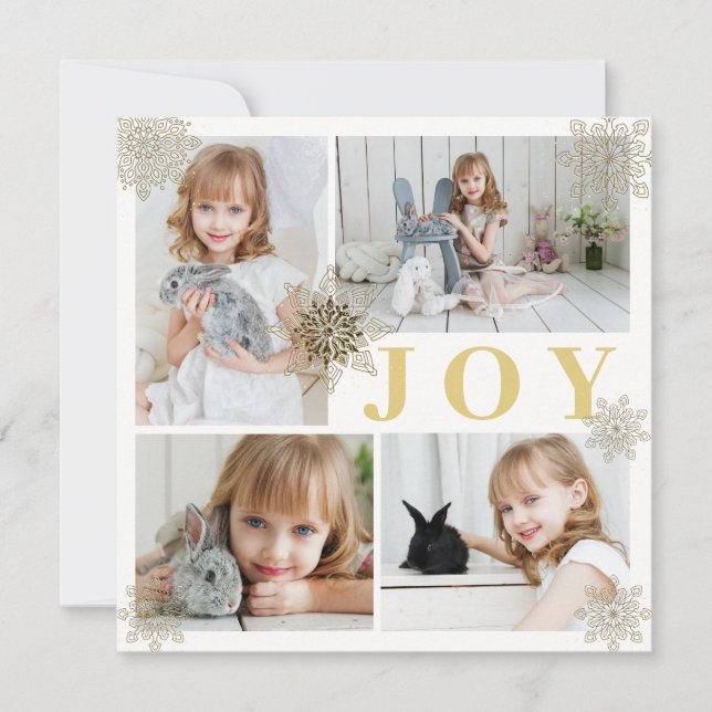 Carte Festive Gold Joy Christmas Photo Holiday (Devant)