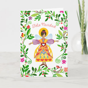 Carte Festive moderne Folk Angel espagnol Noël