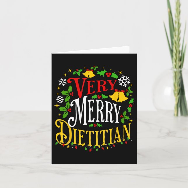 Carte Festive Very Merry Dietitian Nourriture de Noël (Devant)