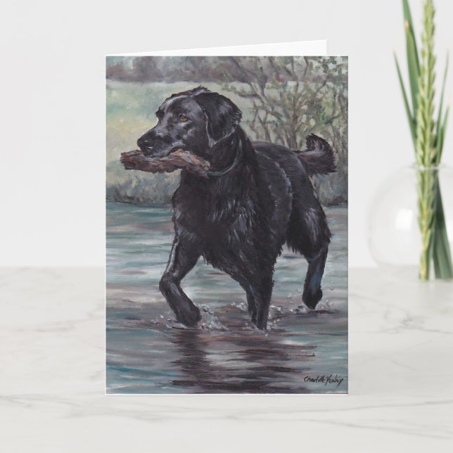 Carte Fetch Labrador Retriever Dog Art Grey Card (Devant)