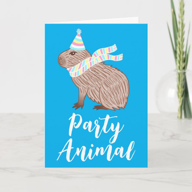 Carte Fête Animal Capybara Amusant Anniversaire Salutati (Devant)