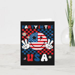 Carte Fête Aux Usa 4 Juillet Drapeau Américain Sourire F